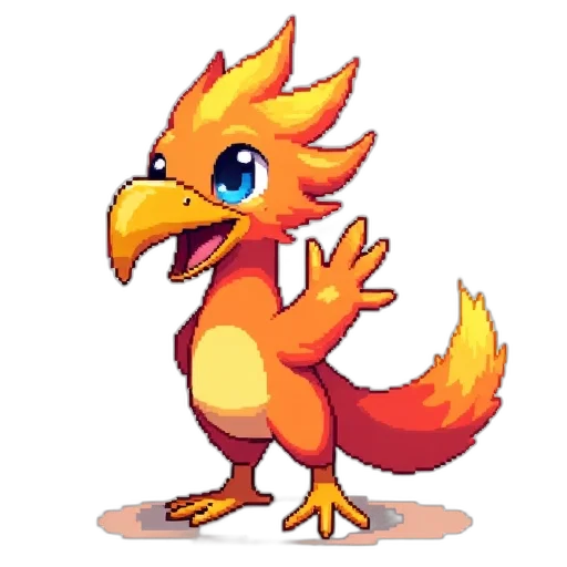 dragon, animal, creature, staff, pixel art, concept art, fantasy art, 3d render transparent PNG cut-out
