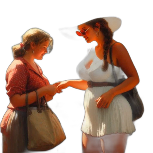 dress, hat, jewelry, oil painting, concept art, photorealistic, 3d render, city street transparent PNG cut-out
