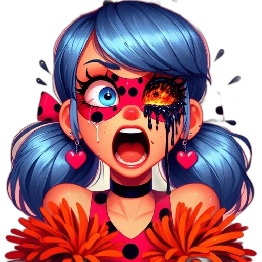 face, mask, cartoon, comic book art, anime, concept art, fire, neon transparent PNG cut-out