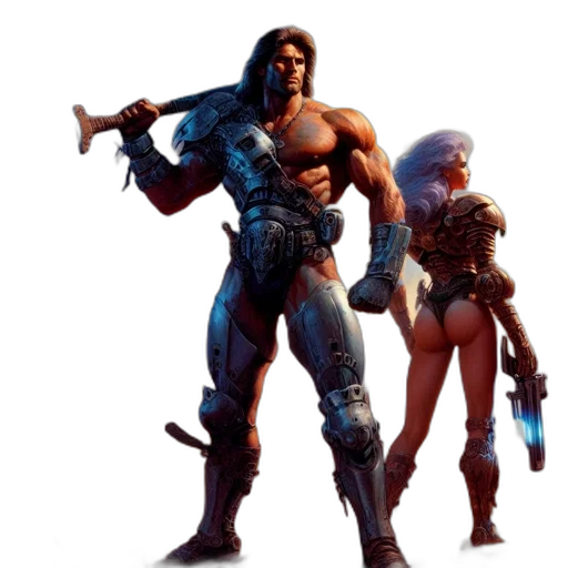 weapon, concept art, pixel art, fantasy art, 3d render, two, armed, individuals transparent PNG cut-out