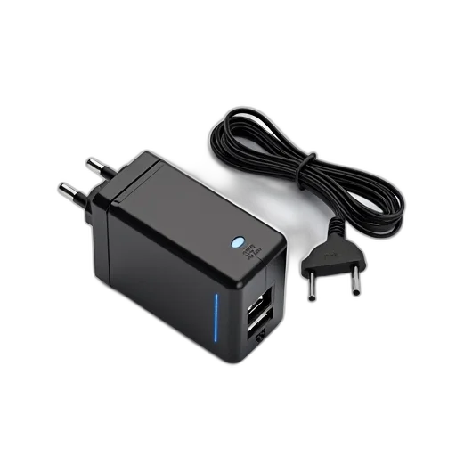 robot, black, power, adapter, coiled, cord, placed, white transparent PNG cut-out