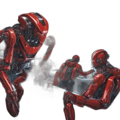 robot, weapon, concept art, 3d render, comic book art, cyberpunk, outer space, fog transparent PNG cut-out
