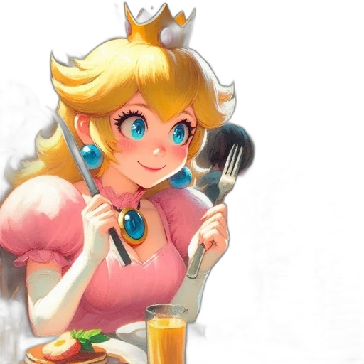 crown, food, dress, staff, concept art, pixel art, 3d render, anime transparent PNG cut-out