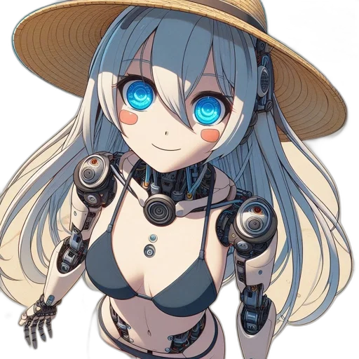 robot, hat, staff, mask, anime, concept art, fantasy art, pixel art transparent PNG cut-out