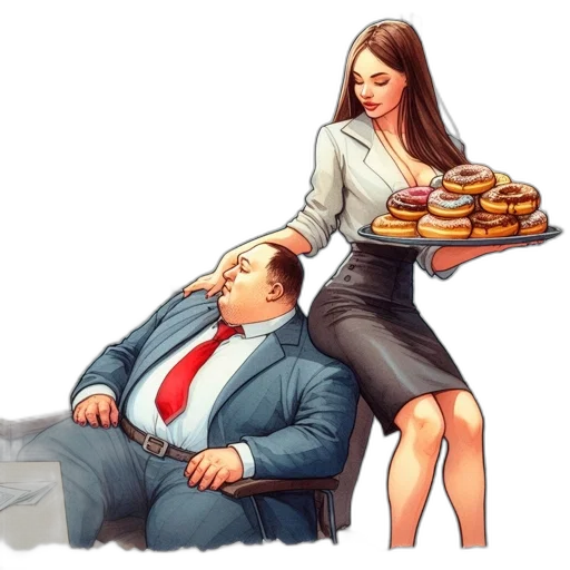 food, dress, concept art, pixel art, office, setting, woman, smiles transparent PNG cut-out