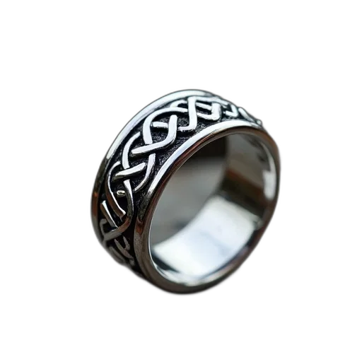 jewelry, 3d render, monochrome, silver, ring, intricate, celtic, knot transparent PNG cut-out