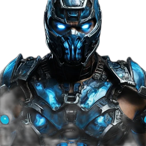 mask, robot, face, concept art, comic book art, 3d render, photorealistic, blue transparent PNG cut-out