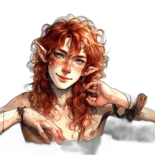 watercolor, fantasy art, concept art, photorealistic, red, individual, vivid, hair transparent PNG cut-out