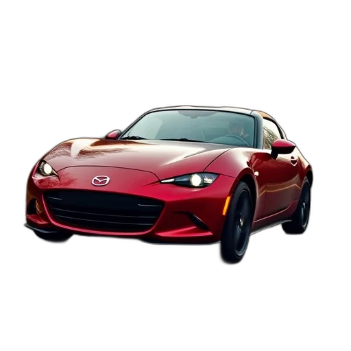 car, photorealistic, 3d render, red, mazda, mx2, driving, road transparent PNG cut-out