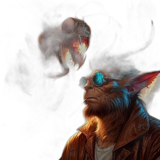mask, jacket, dragon, creature, concept art, cyberpunk, fantasy art, comic book art transparent PNG cut-out