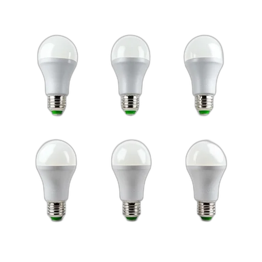 set, six, led, light, bulbs, white, silver, color transparent PNG cut-out