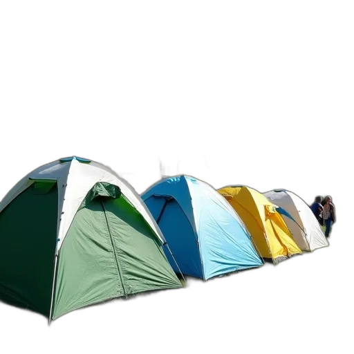 umbrella, 3d render, group, colorful, tents, set, grassy, area transparent PNG cut-out