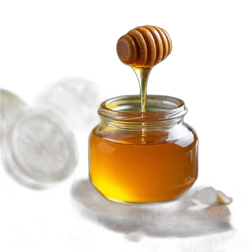 food, 3d render, photorealistic, honey, dipper, pouring, into, glass transparent PNG cut-out