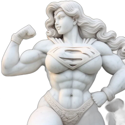 3d render, concept art, comic book art, fantasy art, statue, powerful-looking, female, figure transparent PNG cut-out