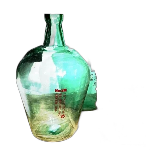 bottle, mask, crown, 3d render, photorealistic, vaporwave, concept art, green transparent PNG cut-out