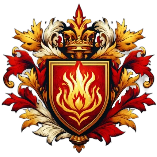 crown, staff, dragon, fantasy art, red, heraldic, emblem, displays transparent PNG cut-out
