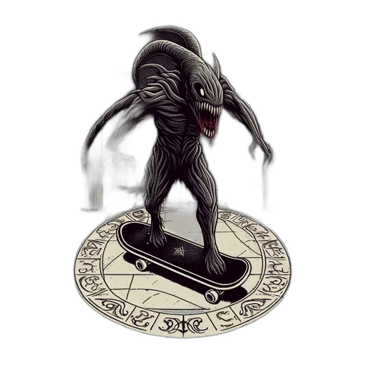creature, concept art, 3d render, ominous, figure, horned, head, tendrils transparent PNG cut-out