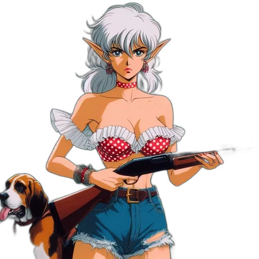weapon, fantasy art, concept art, anime, pixel art, animated, character, elf-like transparent PNG cut-out
