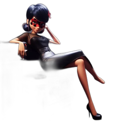 dress, concept art, 3d render, comic book art, cartoon, animated, woman, black transparent PNG cut-out