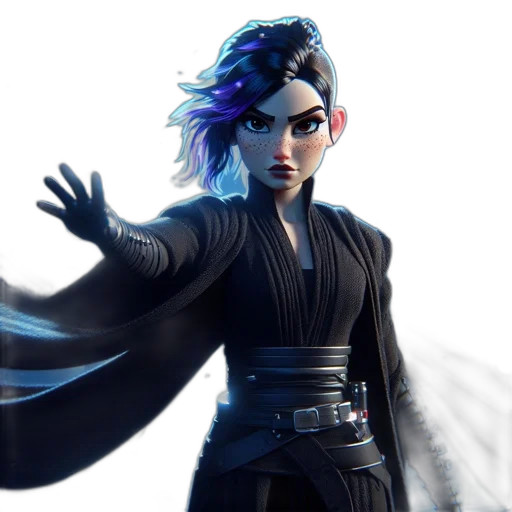 staff, concept art, fantasy art, comic book art, 3d render, blue, dark, female transparent PNG cut-out