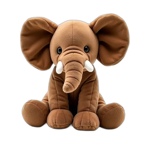 animal, creature, 3d render, plush, toy, elephant, textured, brown transparent PNG cut-out