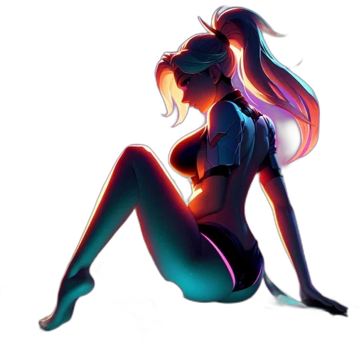 concept art, cyberpunk, pixel art, anime, neon lights, outer space, neon, blue transparent PNG cut-out