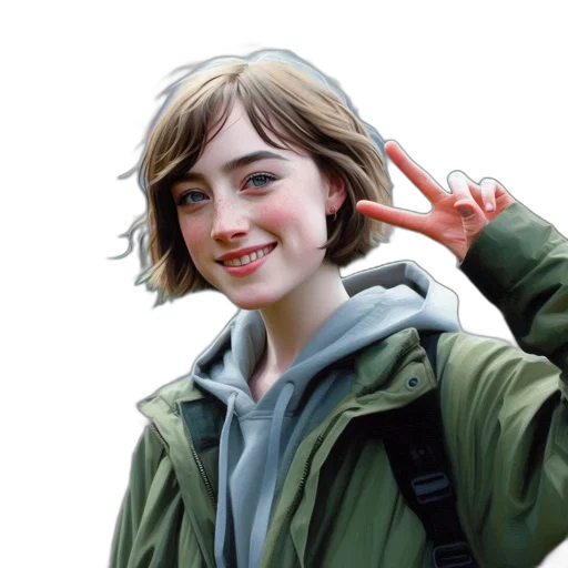 jacket, face, hat, hair, photorealistic, concept art, oil painting, fantasy art transparent PNG cut-out