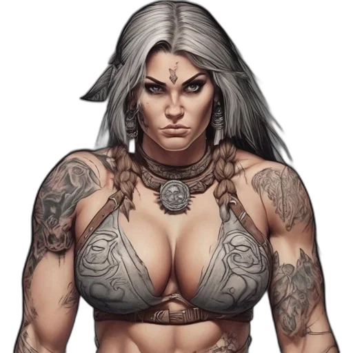 jewelry, fantasy art, comic book art, concept art, photorealistic, fierce, piercing-eyed, female transparent PNG cut-out