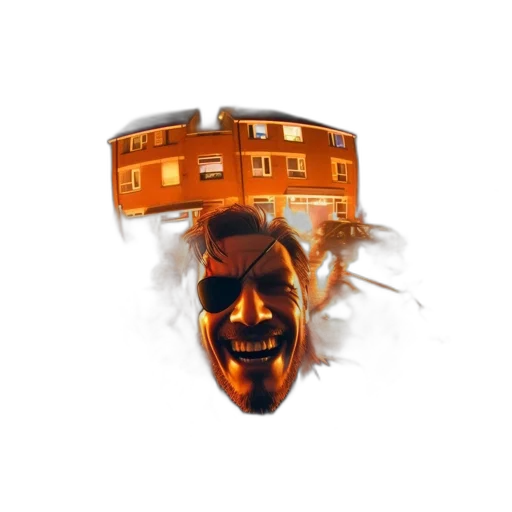 face, mask, building, crown, concept art, 3d render, pixel art, photorealistic transparent PNG cut-out