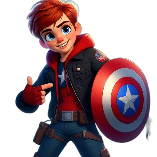 jacket, staff, comic book art, concept art, 3d render, cartoon, young, animated transparent PNG cut-out