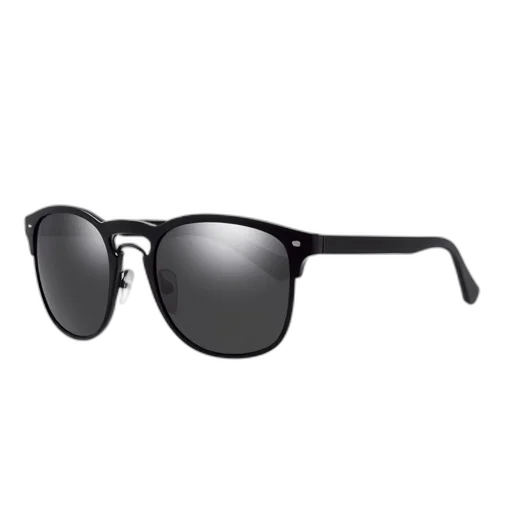 pair, black, sunglasses, reflective, lens, displayed, against, white transparent PNG cut-out