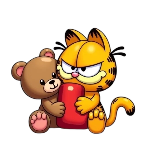 cartoon, pixel art, concept art, 3d render, stylized, character, garfield, yellow transparent PNG cut-out