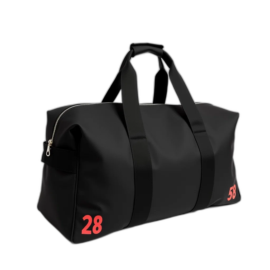 3d render, black, canvas, duffel, bag, zipper, closure, two transparent PNG cut-out