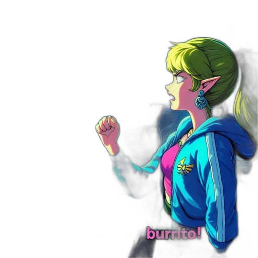 jacket, mask, staff, dress, vaporwave, concept art, pixel art, anime transparent PNG cut-out