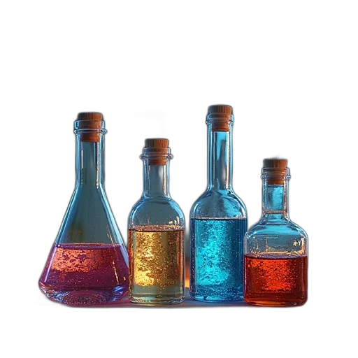 bottle, 3d render, blue, colorful transparent PNG cut-out