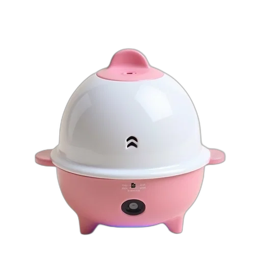hat, robot, 3d render, white, pink, electric, egg, cooker transparent PNG cut-out
