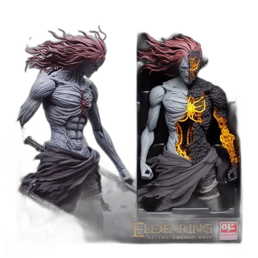concept art, fantasy art, comic book art, 3d render, elderings, golden, order, collectible transparent PNG cut-out