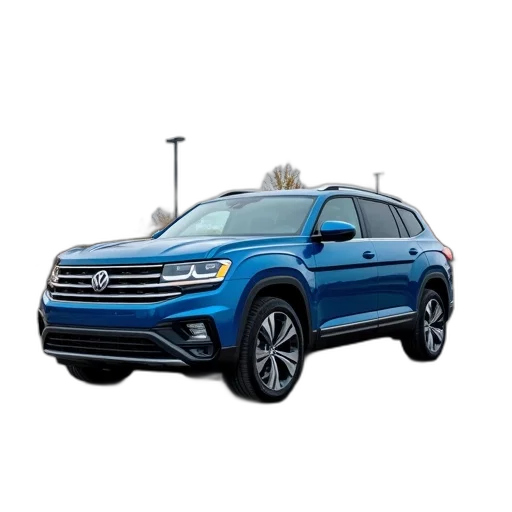 car, blue, 2021, volkswagen, atlas, suv, parked, parking transparent PNG cut-out