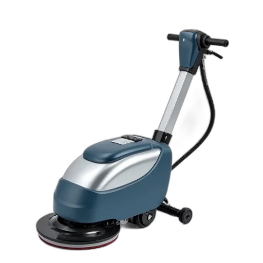 robot, modern, electric-powered, floor, scrubber, sleek, design, black transparent PNG cut-out