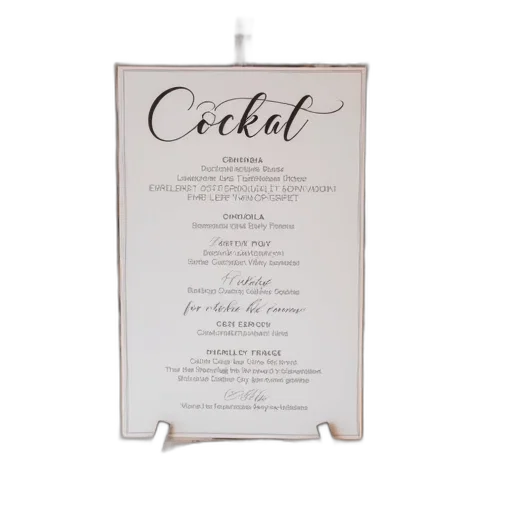 sign, cocktail, menu, wedding transparent PNG cut-out