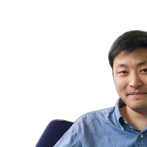 staff, face, man, blue, shirt, sits, office, setting transparent PNG cut-out