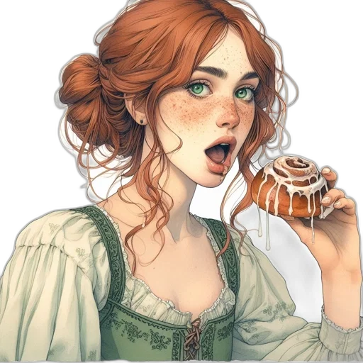 dress, food, face, fantasy art, concept art, pixel art, photorealistic, earth tones transparent PNG cut-out