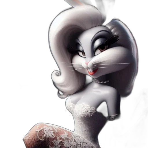 dress, mask, cartoon, concept art, fantasy art, comic book art, animated, rabbit transparent PNG cut-out