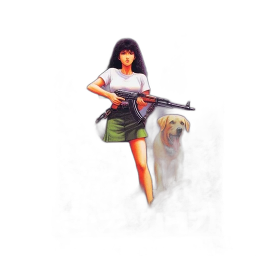 weapon, animal, concept art, pixel art, fantasy art, comic book art, young, woman transparent PNG cut-out
