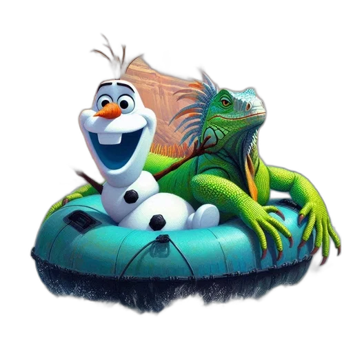 concept art, 3d render, snow, boat, trip, featuring, olaf, frozen transparent PNG cut-out
