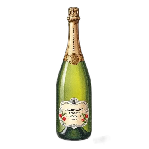 bottle, 3d render, hand-drawn, illustration, cork, stopper, featuring, label transparent PNG cut-out