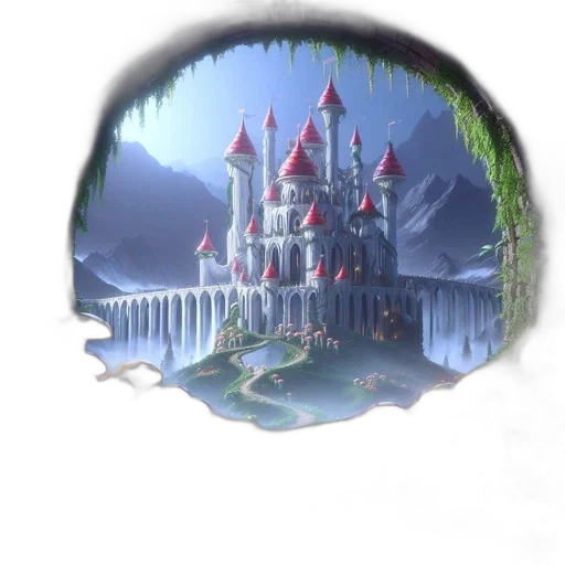 crown, building, sword, dragon, concept art, fantasy art, 3d render, pixel art transparent PNG cut-out