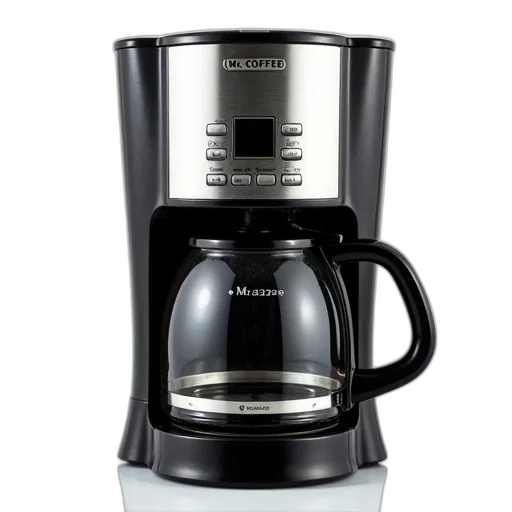 photorealistic, black, silver, coffee, maker, digital, display, buttons transparent PNG cut-out