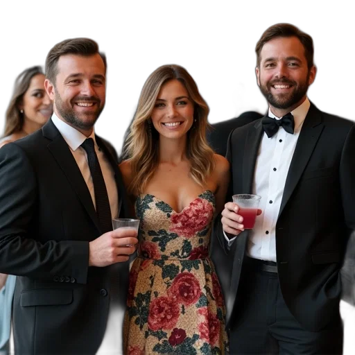 dress, staff, face, jewelry, group, people, standing, room transparent PNG cut-out
