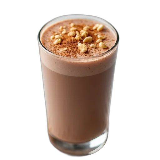 food, photorealistic, 3d render, close-up, glass, filled, chocolate, milkshake transparent PNG cut-out